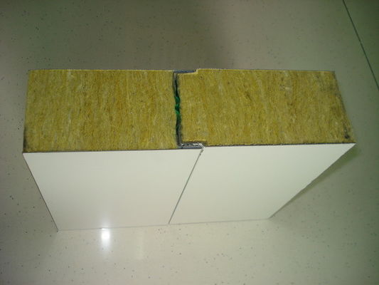 Tablero de aislamiento del amarillo 100m m stonewool resistente al fuego para el panel de bocadillo de acero